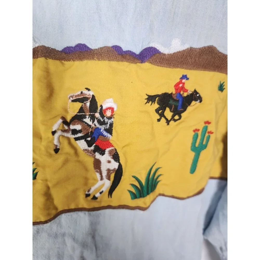 Vtg. Express Men's Sz. S Cowboys & Cactus Button Up Shirt - Picture 4 of 8
